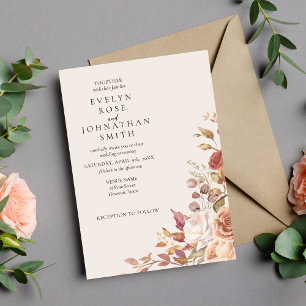 Cream Rose Elegant Wedding Invitation