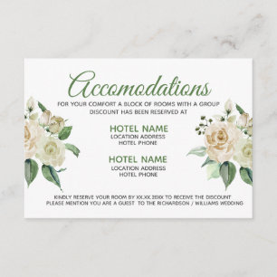 Cream Rose floral Watercolor Accommodation card