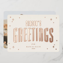 Cream+Rose Gold Season's Greetings and Stars Photo