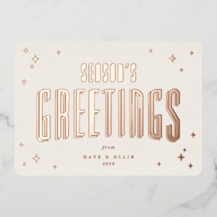 Cream+Rose Gold Season's Greetings Retro Stars