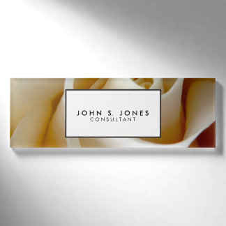Cream Rose Wedding Photo Name Tag