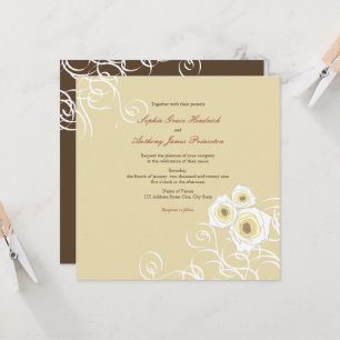 Cream Roses And Swirls Elegant Romantic Wedding Invitation