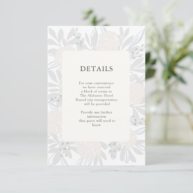 Cream Roses Details Enclosure Card (Standing Front)