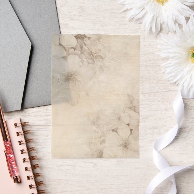 Cream Roses Floral Vellum Invitations (Wedding)