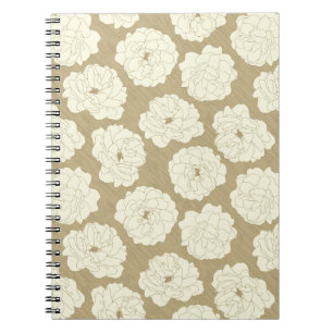 Cream Roses on Golden Beige - seamless pattern. Notebook