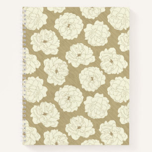 Cream Roses on Golden Beige - seamless pattern. Notebook