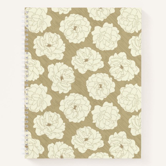 Cream Roses on Golden Beige - seamless pattern.  Notebook (Front)