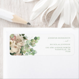 Cream Roses Peonies Eucalyptus Return Address