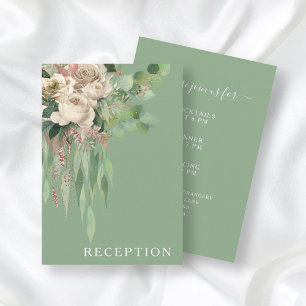 Cream Roses Peonies Eucalyptus Wedding Reception Enclosure Card