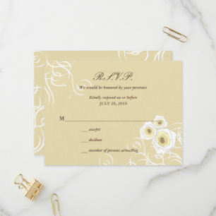Cream Roses & Swirls Elegant Romantic Wedding RSVP Invitation Postcard
