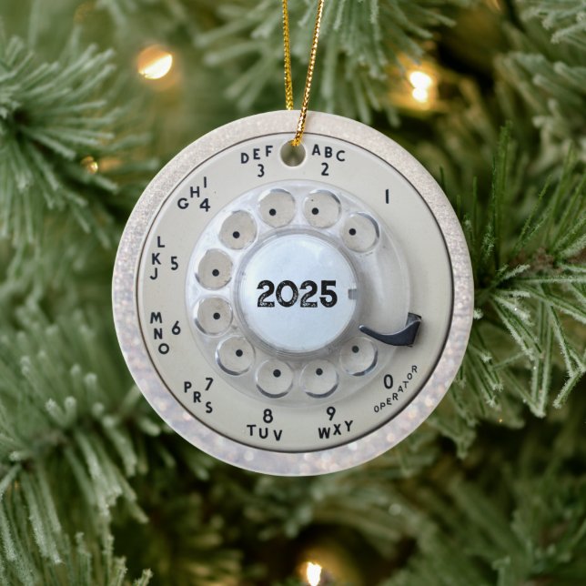 Cream Rotary Telephone Dial Ceramic Tree Decoration (Tree)