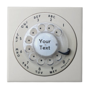 Cream Rotary Telephone Dial Tile