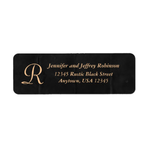 Cream/Rustic Black Name and Address Label Monogram