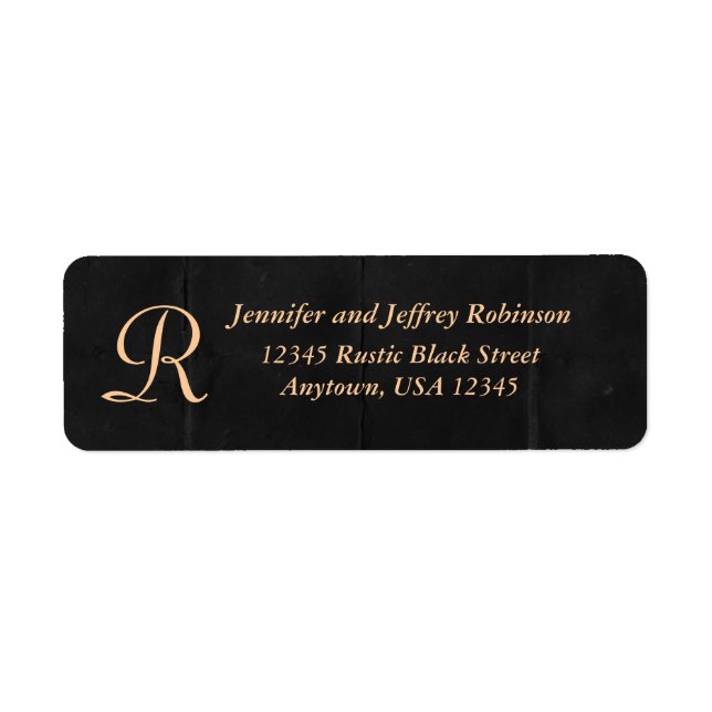 Cream/Rustic Black Name and Address Label Monogram (Front)