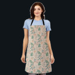 Cream Rustic Christmas Botanical Pattern Apron<br><div class="desc">Festive and rustic apron featuring hand drawn illustration of winter greenery.</div>