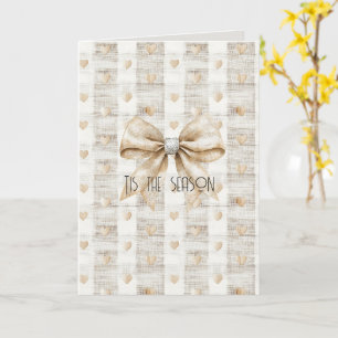 Cream Rustic Christmas Silver Bow Card
