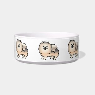 Cream Sable Cartoon Pomeranian Dogs Bowl