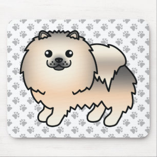 Cream Sable Pomeranian Cartoon Dog & Paws Mouse Pad