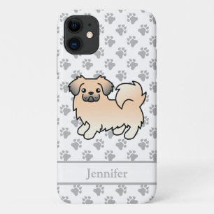 Cream Sable Tibetan Spaniel Cartoon Dog & Name Case-Mate iPhone Case