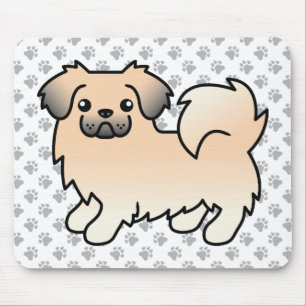Cream Sable Tibetan Spaniel Cartoon Dog & Paws Mouse Pad
