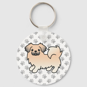 Cream Sable Tibetan Spaniel Cute Cartoon Dog Key Ring