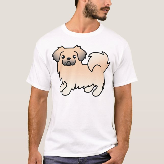 Cream Sable Tibetan Spaniel Cute Cartoon Dog T-Shirt (Front)