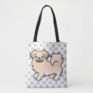 Cream Sable Tibetan Spaniel Cute Cartoon Dog Tote Bag