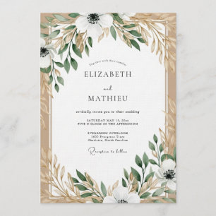 Cream & Sage Botanical Elegance Wedding Invitation