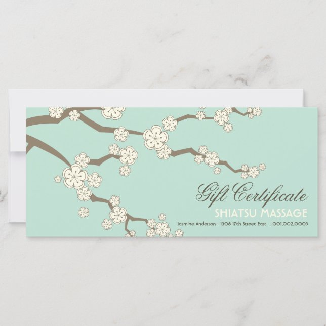 Cream Sakura Cherry Blossoms Zen Gift Certificate (Front)
