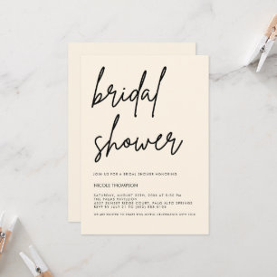 Cream Script Modern Bridal Shower Invitation 