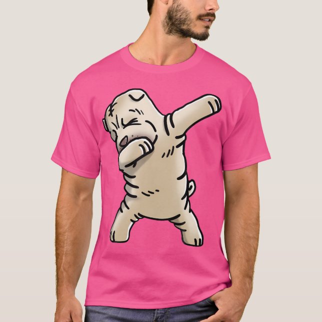 Cream Shar Pei Dabbing Funny Dog Dab Dance T-Shirt (Front)