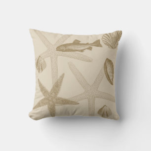 Cream Shells Ocean Shore Beach Cushion