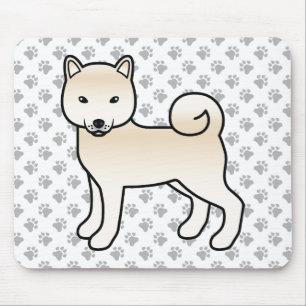 Cream Shiba Inu Cartoon Dog & Paws Mouse Pad