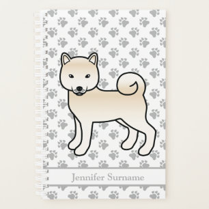 Cream Shiba Inu Cute Dog And Paws & Text Planner
