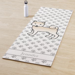 Cream Shiba Inu Cute Dog With Paws & Name Yoga Mat