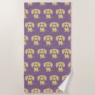 Cream Short Haired Dachshund Pattern Beach Towel