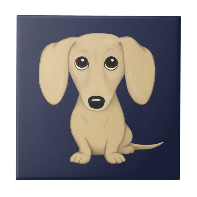 Cream Short Haired Dachshund Tile (Front)