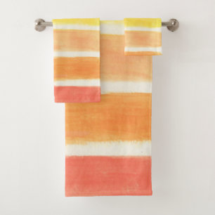 Cream Sickle Stripes  Bath Towel Set