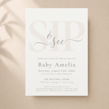 Cream Simple Modern Neutral Sip And See