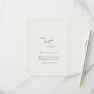 Cream Simple Modern Wedding RSVP Card