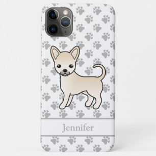 Cream Smooth Coat Chihuahua Cartoon Dog & Name Case-Mate iPhone Case