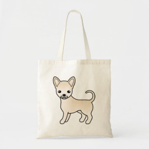 Cream Smooth Coat Chihuahua Cute Cartoon Dog Tote Bag