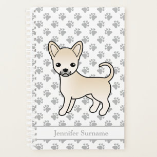 Cream Smooth Coat Chihuahua Dog & Custom Text Planner