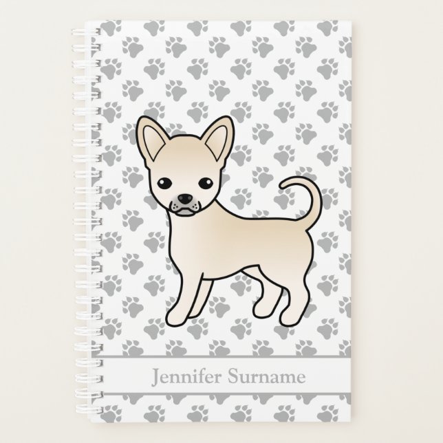 Cream Smooth Coat Chihuahua Dog & Custom Text Planner (Front)