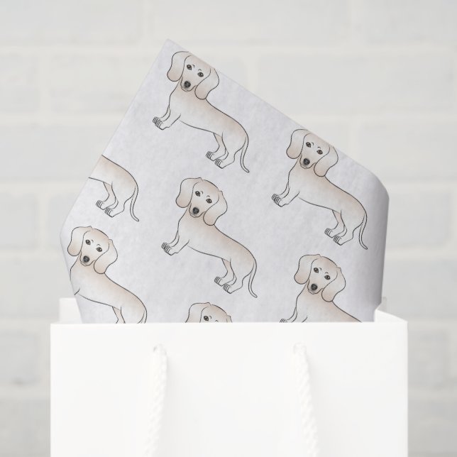 Cream Smooth Coat Dachshund Cartoon Dog Pattern Tissue Paper (Gift Bag)