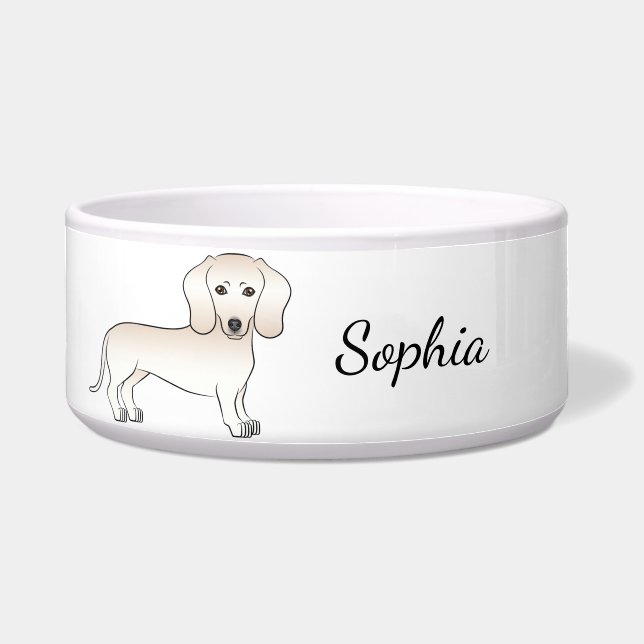 Cream Smooth Coat Dachshund Cartoon Dog With Name (Front)