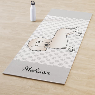 Cream Smooth Coat Dachshund Cartoon Dog With Name Yoga Mat