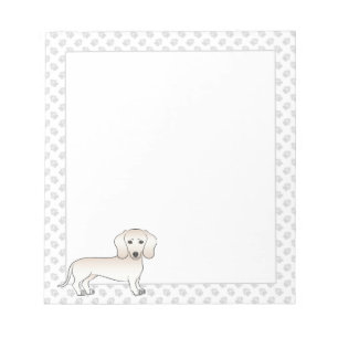 Cream Smooth Coat Dachshund Cartoon Dog With Paws Notepad