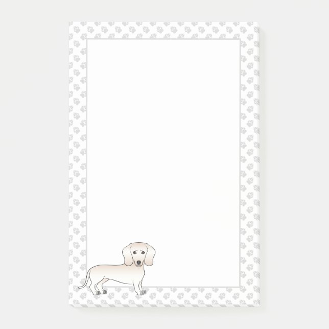 Cream Smooth Coat Dachshund Cartoon Dog With Paws Post-it Notes (Front)