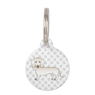 Cream Smooth Coat Dachshund Cute Cartoon Dog Pet Tag